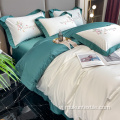Bộ giường trải giường thêu thêu Bộ đồ ngủ 100% cotton